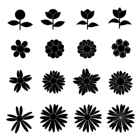 flower icon collection on white backgroundのイラスト素材