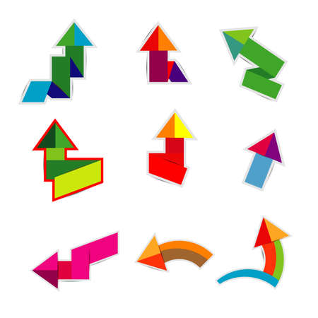 Colorful paper arrow stickers with shadowsのイラスト素材