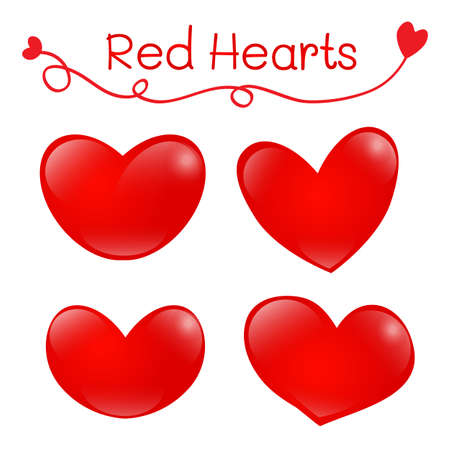 Cute red hearts on white backgroundのイラスト素材