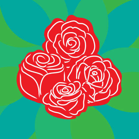A bouquet of roses on the green leavesのイラスト素材