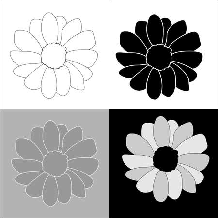 Set of flowers on four backgroundのイラスト素材