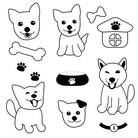 The little dog smiled icon on white backgroundのイラスト素材