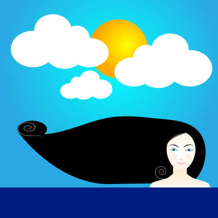 Cute woman with sun at dayのイラスト素材