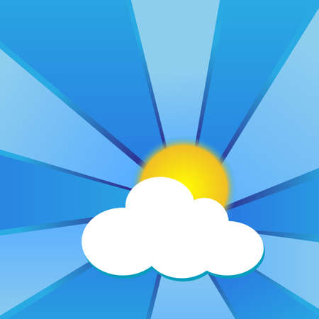 Sun with clouds and blue beamsのイラスト素材