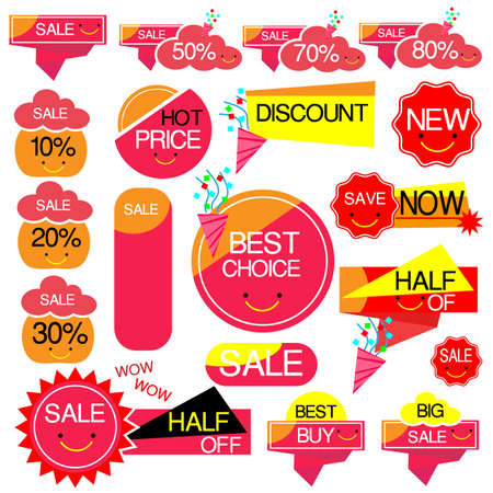 Set sale cute ribbons and bannersのイラスト素材