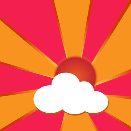 The sun has clouds and orange beamsのイラスト素材