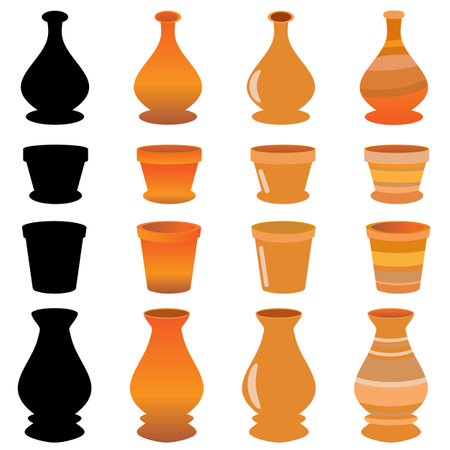 Flower pots on with backgroundのイラスト素材
