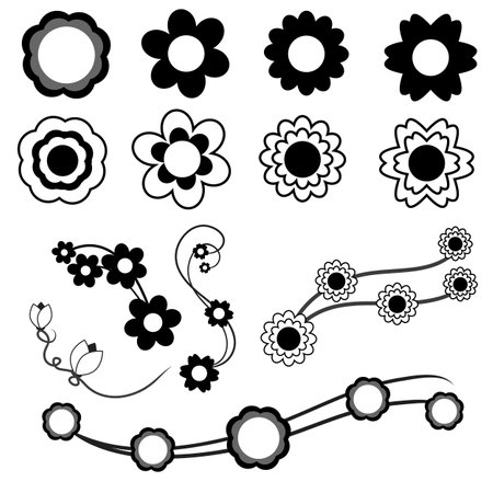 Flower Icon Set on white backgroundのイラスト素材