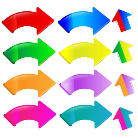 Multicolored arrow and ribbon set on white backgroundのイラスト素材