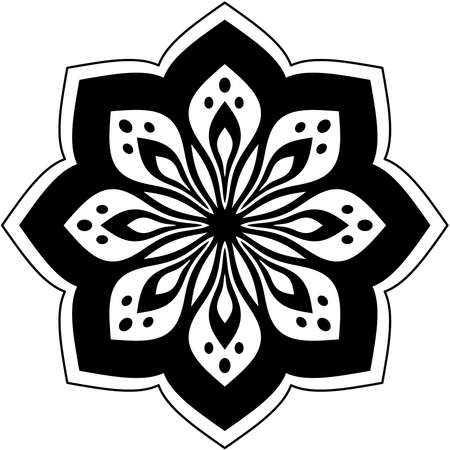 Black flower design on white backgroundのイラスト素材