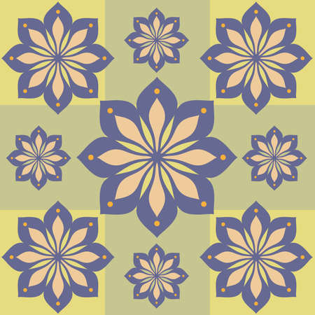 Vintage floral pattern background in squaresのイラスト素材