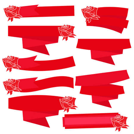 Red roses with red banner ribbonのイラスト素材