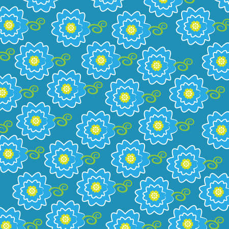 Cute Blue flower pattern backgrundのイラスト素材
