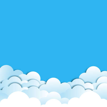 Paper cloud with shadow on blue backgroundのイラスト素材