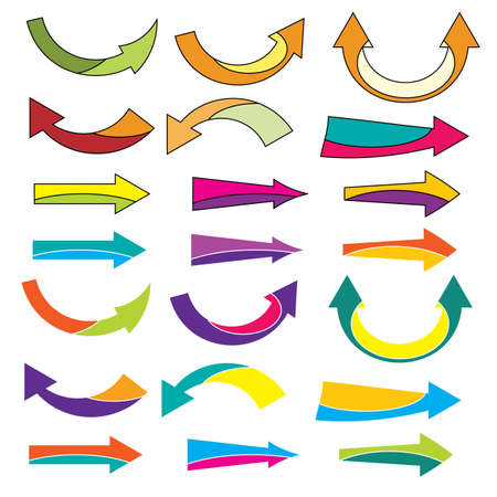 Colorful arrow icons set on a white backgroundのイラスト素材