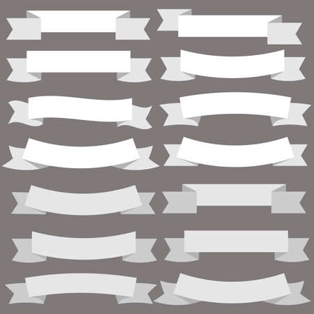 Vintage white banner ribbon on gray backgroundのイラスト素材