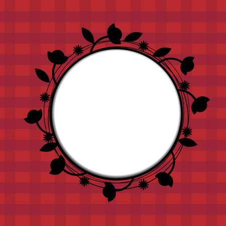 Black flower wreath on a red backgroundのイラスト素材