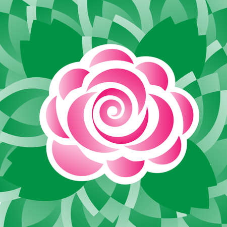 Pink rose flower pattern on alternating leaves backgroundのイラスト素材