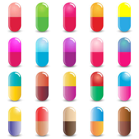 Colorful pill icon on white backgroundのイラスト素材