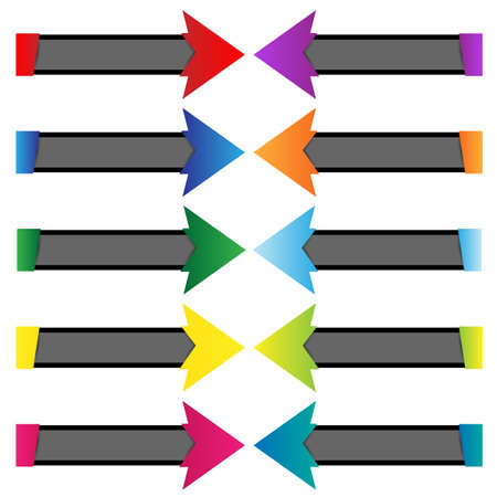 Colorful paper arrow labels and shadows on white backgroundのイラスト素材