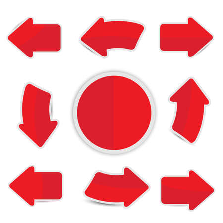 Red paper arrow with shadow stickerのイラスト素材