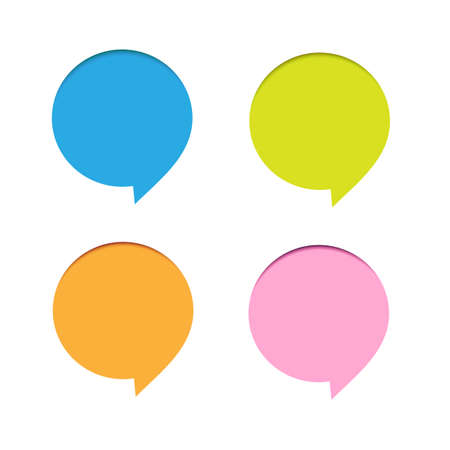 Colorful paper speech bubble on white backgroundのイラスト素材