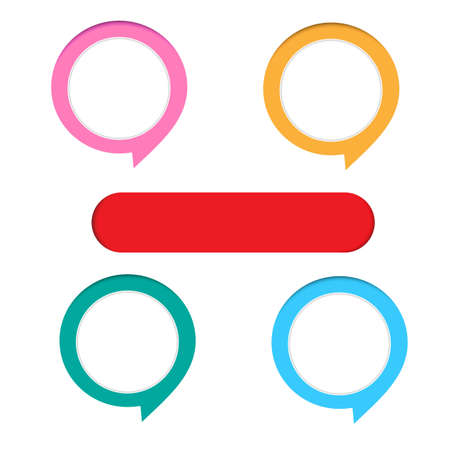 Bright colorsl paper speech bubble on white backgroundの写真素材
