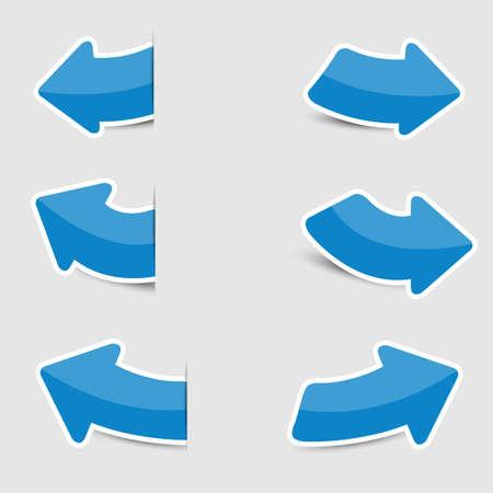 Blue arrow sticker paper on white backgroundのイラスト素材