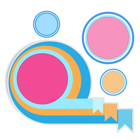 Colored paper circles and shadows on a white backgroundのイラスト素材