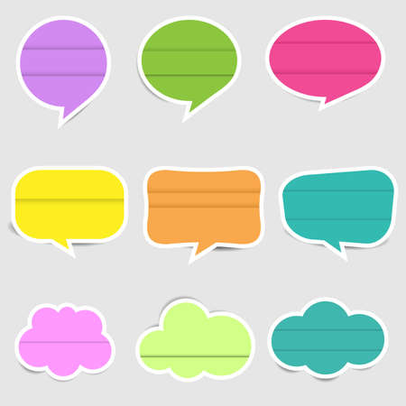 Set of colorful speech text labelsのイラスト素材