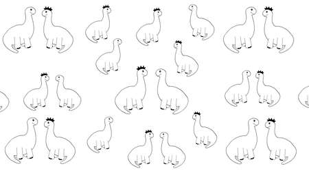 Black and white dinosaur family backgroundのイラスト素材