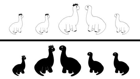 White and black dinosaur familyのイラスト素材