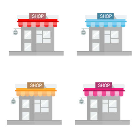 Shop store flat icon on white backgroundのイラスト素材