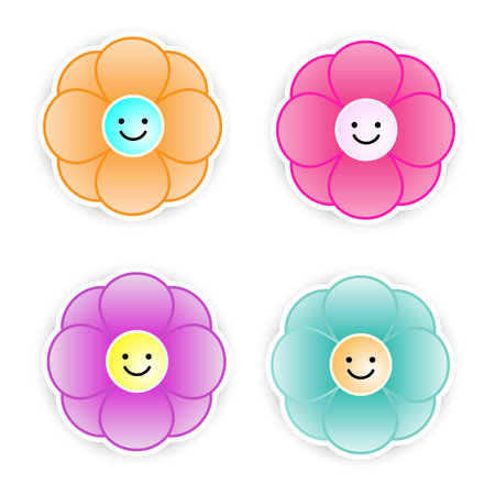 smiley paper flower on white backgroundの写真素材