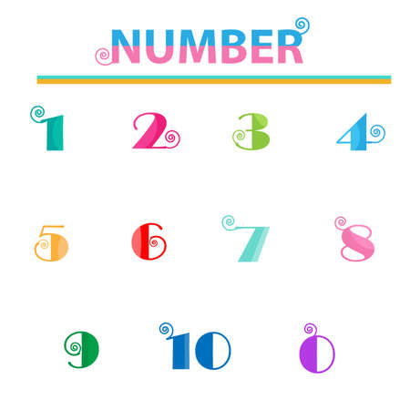 Numbers from one to ten with lovely bright colorsのイラスト素材