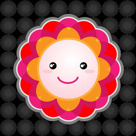 Smiley face flowers have cute colorful patternsのイラスト素材