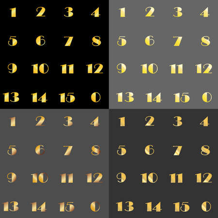 Numbers one to fifteen goldのイラスト素材