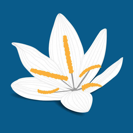 White floral stripes with shadows on blueのイラスト素材