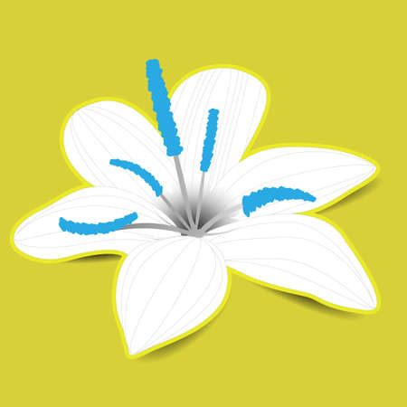 White flower pattern with shadow on yellow backgroundのイラスト素材