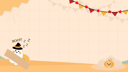 Halloween background with cute cartoon ghostsのイラスト素材