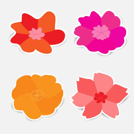 Sweet flower stickers with shadowsの写真素材