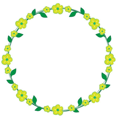Flower wreath with leaves on white backgroundのイラスト素材