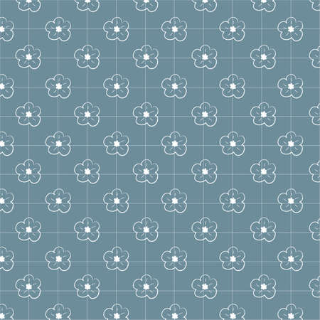 White floral pattern on a blue backgroundのイラスト素材
