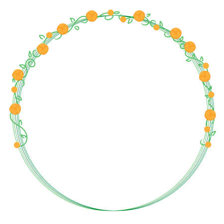 Round frame with flowers on white backgroundのイラスト素材