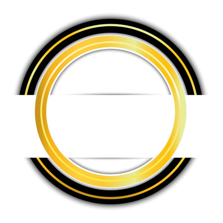 White gold circle banner on white backgroundのイラスト素材