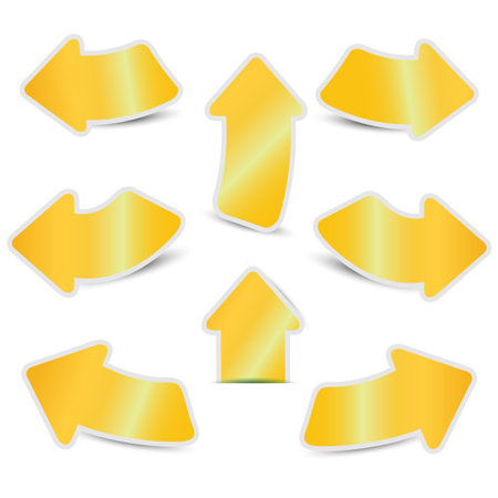 Gold arrow sticker paper on white backgroundのイラスト素材