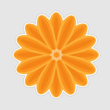 Orange double petal sticker flower with shadowのイラスト素材