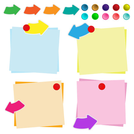 Notebook set with arrows and pinsのイラスト素材