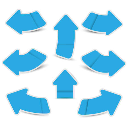 Blue arrow sticker paper on white backgroundのイラスト素材