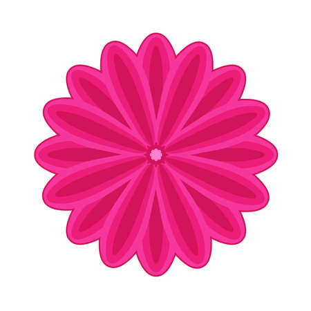 Pink double petal sticker flower with shadow on white backgroundのイラスト素材